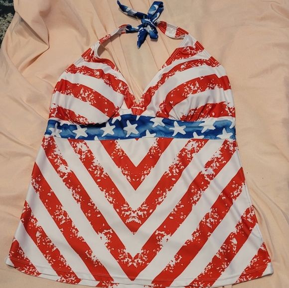 Source Unknown Other - 4th of July, American flag style women's size large tankini swim top